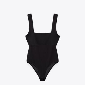 Zara Black Square Neck Bodysuit